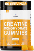 FloHydro Creatine Monohydrate Gummies | 60 Servings | 5g Creatine Monohydrate per Serving | 120 creatine Gummies with Zero Sugar | All Organic Ingredients
